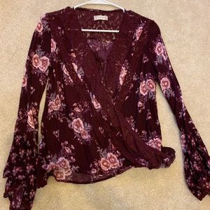 Altar’d State red top (Floral) long sleeve